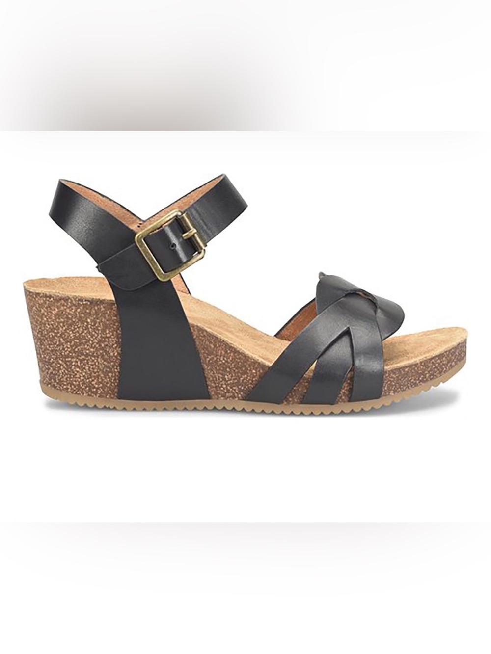 ✨NWT✨ Comfortiva Erena Black Leather Wedge Sandals 8.5
